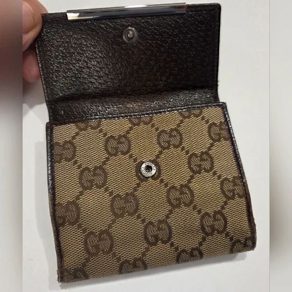GUCCI GG MONOGRAM  PREOWNED WALLET, DARK BROWN - Picture 13 of 14